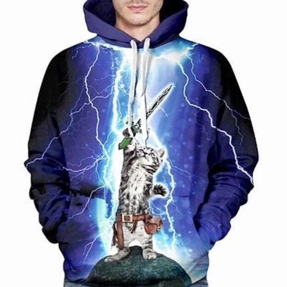 3D Lightning Graphic unisex Pullover Hoodie - Picture 1 of 8